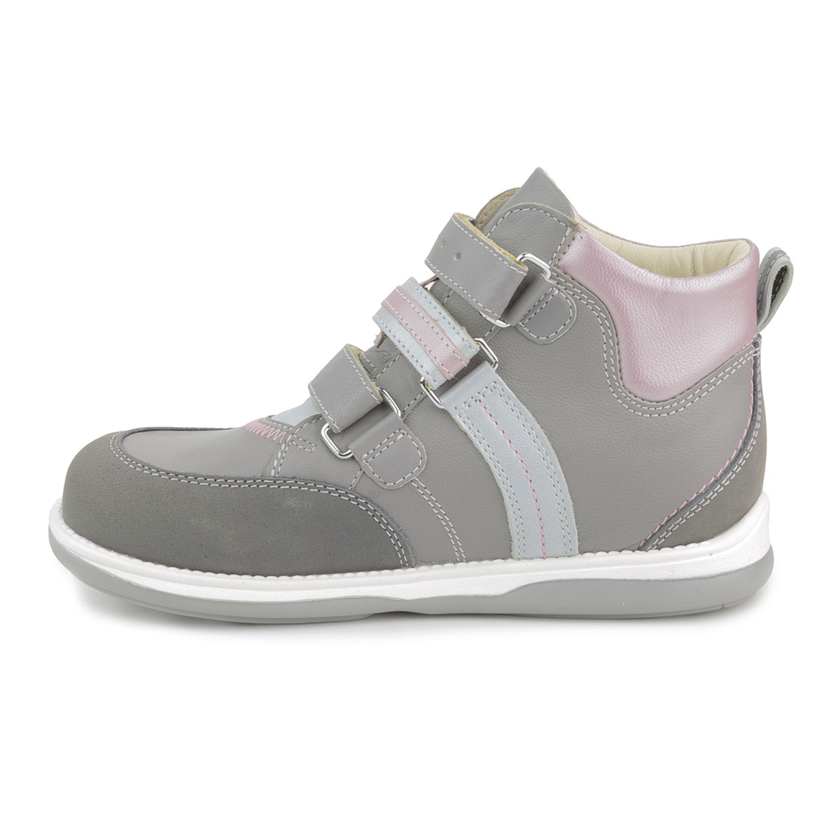Memo Polo 3JD Pink Grey Pink Girl Youth Orthopedic Velcro Sneaker